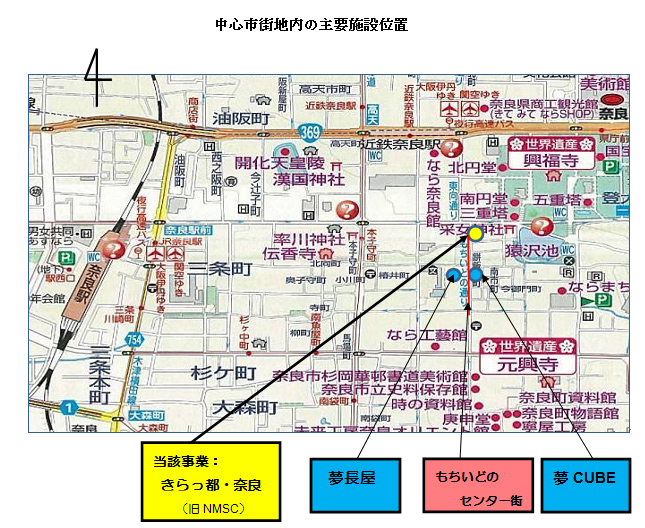 中心市街地内の主要施設位置