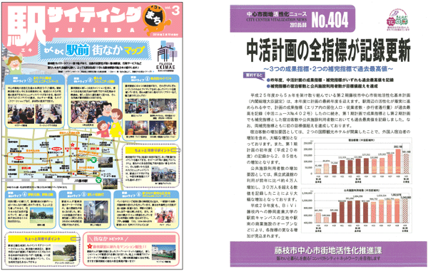 参考）地域情報誌・駅サイティング（左）と発行回数は400を超える中活ニュース（右）