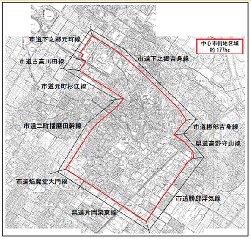 第2期守山市中心市街地活性化基本計画エリア ※守山市ホームページ「守山市中心市街地活性化基本計画」より転載