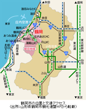 鶴岡市の位置