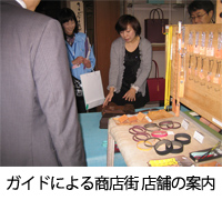 ガイドによる商店街店舗の案内