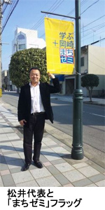 松井代表とまちゼミフラッグ